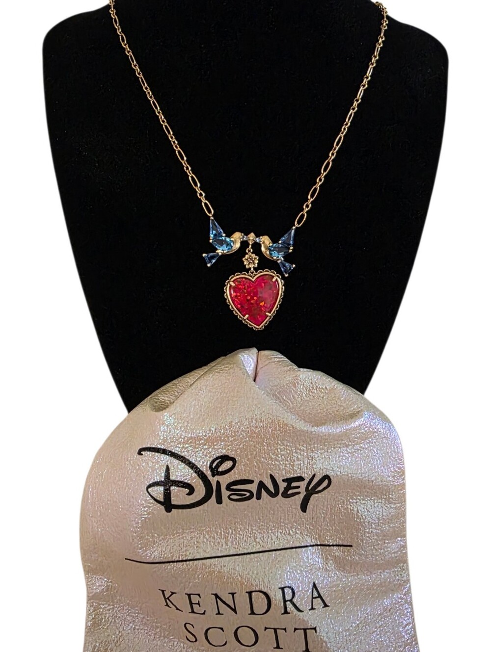 Disney x Kendra Scott Snow White Vintage Gold Red Heart Statement Necklace NEW